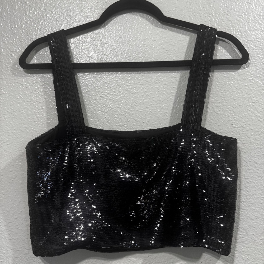 New IRO Black Sequin Women's Crop Top Size 34 XS - Picture 5 of 14
